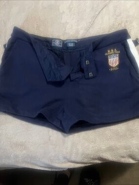 Ralph Lauren Navy Athletic Shorts with USA Olympic Crest